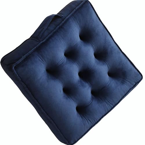 Square Meditation Floor Pillows with Handle, Seat Cushions for Adults, Thicken Crystal Velvet Seat Cushion with Pearl Cotton Filling for Yoga Living Room Balcony Outdoor Tatami(@2,40cm/16in)