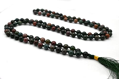 Amazing Gemstone Bloodstone Mala Knotted - color: Bloodstone, style: Knotted