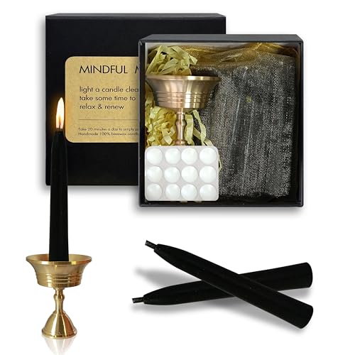 20 Min Black Meditation Candles – 30 Pack, Includes Mini Candle Holder & 12 Wax Dots, Slow Burn, Natural Unscented, for Halloween Yoga Prayer Mindfulness & Relaxation - color: Black, size: 30 Pack