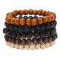 Wooden Beaded Bracelet 8mm Multi-Layered Stretch Bracelet for Men and Women Elastic Bracelet 5pcs