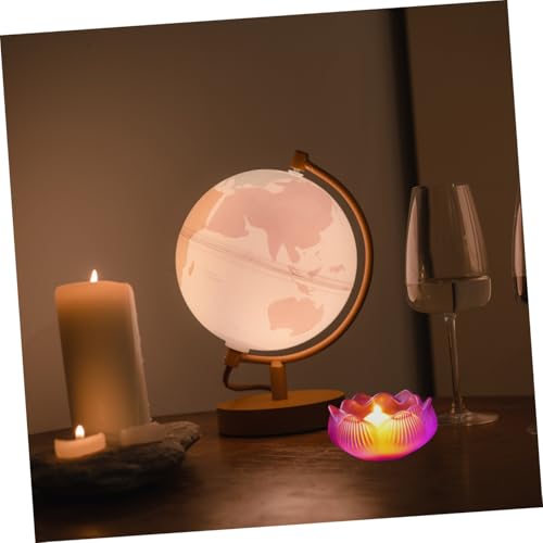 PRETYZOOM 2pcs Lotus Shaped Glass Candleholders Decorative Desktop Ornament Religious Candle Container for Home Zen Garden Table Centerpieces