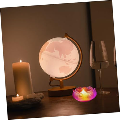 PRETYZOOM 2pcs Lotus Shaped Glass Candleholders Decorative Desktop Ornament Religious Candle Container for Home Zen Garden Table Centerpieces
