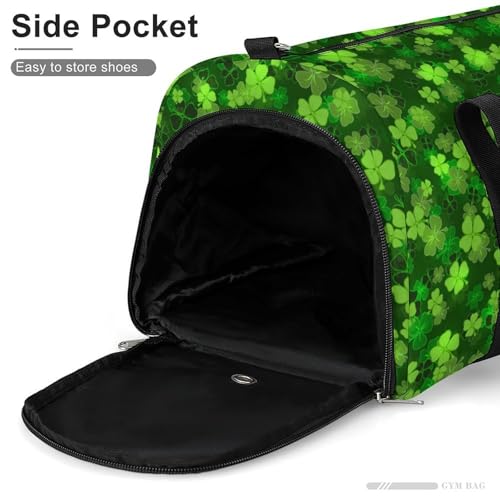 St Patricks Day Green Shamrock Clover Leaf Grass Large Capacity Portable Fitness Bag, Easy to Carry - color: St patricks day green Shamrock clover leaf gr