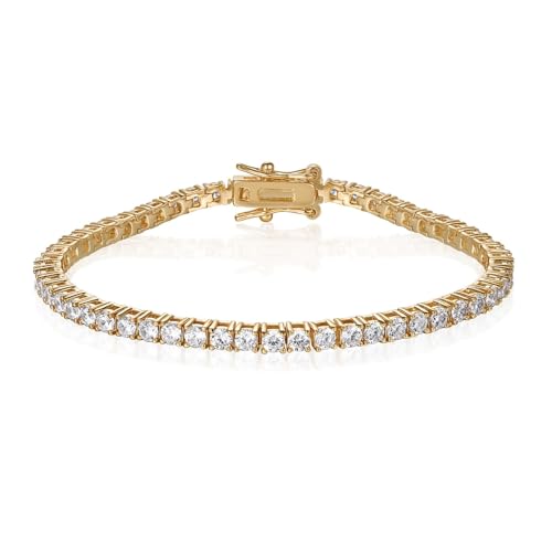 2.5mm Tennis Bracelet, 2.5mm Thin 18K White Gold Plated Cubic Zirconia Tennis Bracelet for Women - color: Gold Plated, size: 2.5mm 7 inch