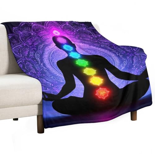 Soft All Seasons Blanket, Soft Cozy Flannel Blanket, Fashion Room Decor Sofa Couch Cover Seven Chakra Yoga Meditation Lotus Purple Mandala - color: Color289, size: 30"x40"
