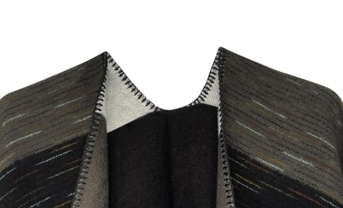 Urban CoCo Women's Color Block Shawl Wrap Open Front Poncho Cape - color: Series 13-black