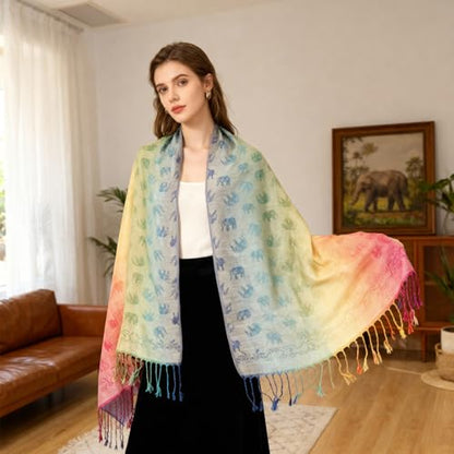 Rave Pashmina Scarf, Fashion Colorful Shawls and Wraps Soft Festival Scarves - color: E-camel (Horse Pattern)