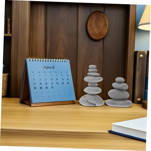 PRETYZOOM Japanese Garden Pebble Decor Zen Garden Ornaments Stacked Stone Decorations Decorative Rocks 2pcs Set
