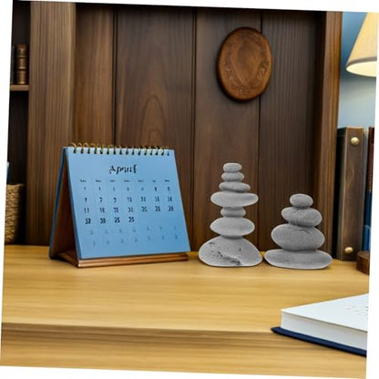 PRETYZOOM Japanese Garden Pebble Decor Zen Garden Ornaments Stacked Stone Decorations Decorative Rocks 2pcs Set