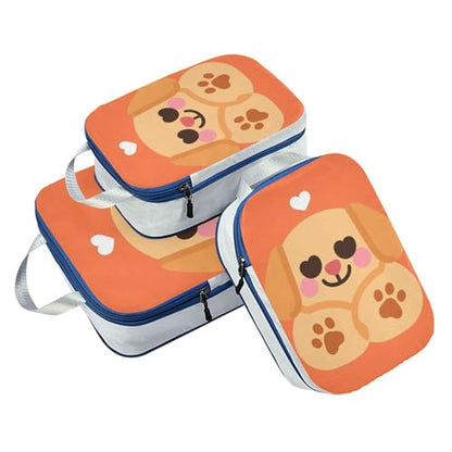 Waterproof 3 Set Travel Packing Cubes For Suitcases Polyester Compression Bags for Travel, Pet Cuddle Look (3 Set) - color: Pet Cuddle Look