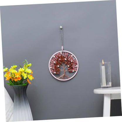 Yardwe Nordic Chime Creative Wind Chime with Life Tree Design for Garden Decor Chic Pink Courtyard Ornament Family and Friends Special Occasions