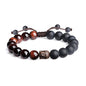 COAI Mens Womens Stone Buddha Head Prayer Bracelet - style: Red Tiger Eye & Onyx