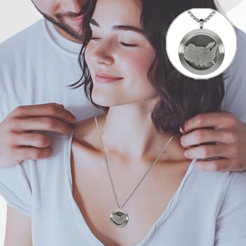 Aromatherapy Diffuser Necklace-Eagles Essential Oil Necklace,Aromatherapy Diffuser Pendant for Men and Women,Portable,Suitable for Yoga,Meditation,Travel,Stress Relief Gift(Silver 30mm) - color: Eagles Silver