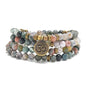 108 Mala Beads Bracelet with om Charm – Healing Stone Meditation Bracelet for Yoga & Prayer, 6mm Beads, Handmade, Gold-Plated OM Charm - style: Indian Agate