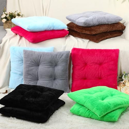 AceOrbit 12 Pcs Faux Rabbit Fur Floor Pillows for Adults 15.7'' Large Floor Cushions 2.4'' Thick Soft Sitting Pillows Meditation Yoga Winter Family Party Classroom Tatami Nursery Chair Home