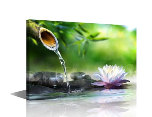 Zen Bathroom Decor Zen Garden with Massage Stones and Waterlily Wall Art Canvas Meditation Posters Prints Artwork Bedroom Living Room Decor 12x18 inch - color: Artwork 05, size: 18x12 in