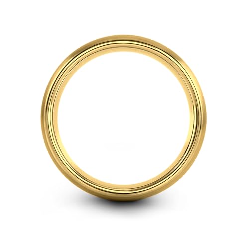 Gift for Yoga Fan - Yoga Meditation Ring - Flat Dome Bevel - Band - Men Women - Brushed Polished - Tungsten - Personalized Custom Engraving - 8mm - Anniversary Wedding - Yellow Rose Gold Silver - color: 04 - Yellow Gold Grey Tungsten