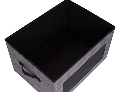 Internet's Best Storage Box with Window - Durable Storage Bin Basket Containers with Lids and Handles - Clothes Nursery Toys Organizer - Grey - color: Grey