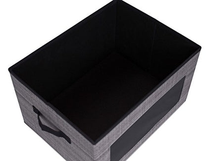 Internet's Best Storage Box with Window - Durable Storage Bin Basket Containers with Lids and Handles - Clothes Nursery Toys Organizer - Grey - color: Grey
