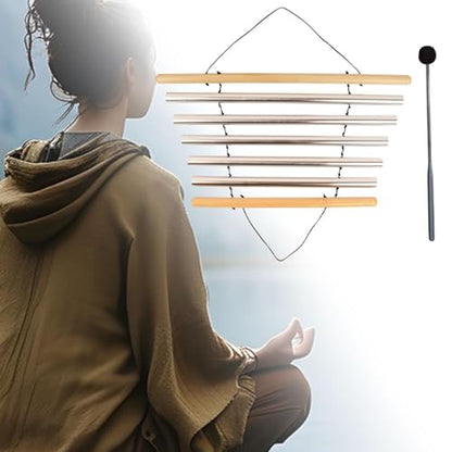 Amagogo Meditation Chime Percussion Bowl Handheld Sound Instrument Tubular Chime Wood Aluminum Material Suitable for Yoga Meditation Relaxation Home, 5 Tones
