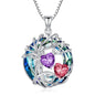 TOUPOP s925 Sterling Silver Family Celtic Tree of Life Pendant Necklaces with 2 Heart Birthstone with Blue Austrian Crystal Jewelry Birthday Valentines Day Gifts for Her, Anniversary Christmas Gifts for Wife Girlfriend Mom (18K Real White Gold Filled) - c