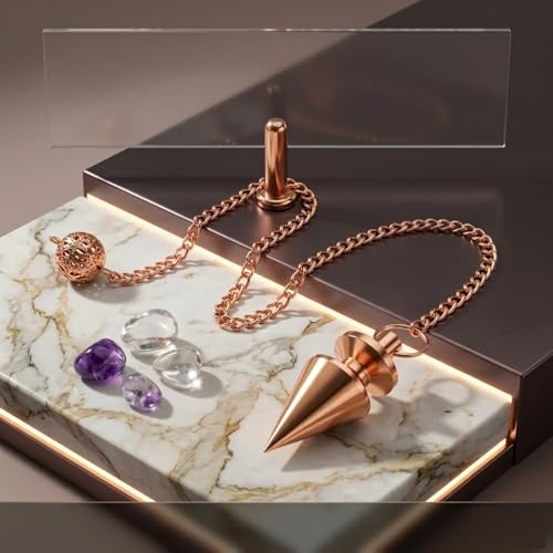 Cone with Round Ring Copper Metal Pendulum Healing dowsing Metaphysical Meditation Divination Pendulum - color: Reiki Dowsing