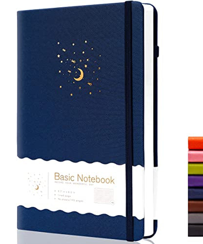 CAGIE Lined Journal Notebook for Work, Hardcover Notebook Journal with Pen Loop, A5 Notebook Journal Cover, Medium 5.7" x 8.3", (Blue Ruled), Gifts - color: 01 Dark Blue
