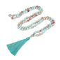 108 Mala Beads Necklace Semi-Precious Gem Stones Meditation Necklace 108 Hand Knotted Japa Mala Beaded Tassel Necklace with Tree of Life Pendant - color: Shoushan Stone