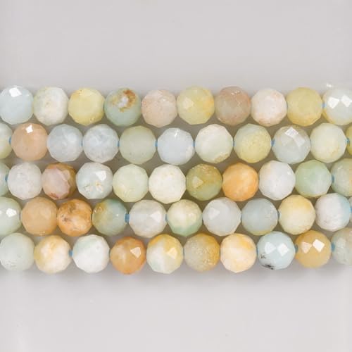 Angelstones Natural Gemstone Small Beaded Stretch Bracelet, 4mm Faceted Round Beads, Crystal Healing Bracelet for Women - color: Multicolor Amazonite