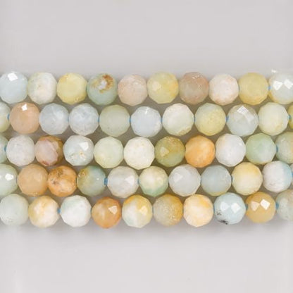 Angelstones Natural Gemstone Small Beaded Stretch Bracelet, 4mm Faceted Round Beads, Crystal Healing Bracelet for Women - color: Multicolor Amazonite