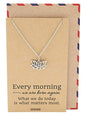 quan jewelry Yoga Lotus Flower Pendant Necklace with Om Symbol, Happy Birthday Gifts Ideas for Mom, Daughter, Women with Inspirational Quote on Gift Card - color: Silver-Tone