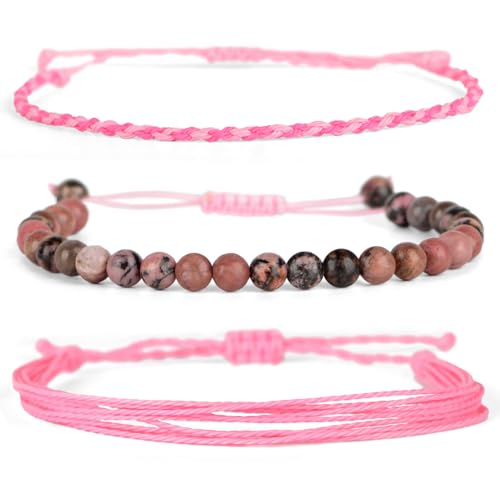 QOGIR Handmade Healing Bracelet,6mm Natural Gem Stone Bracelet rope bracelet - color: Black Rhodonite(Insight and Awareness), size: 6mm