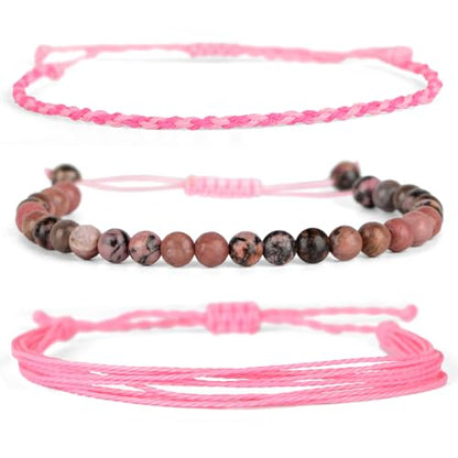 QOGIR Handmade Healing Bracelet,6mm Natural Gem Stone Bracelet rope bracelet - color: Black Rhodonite(Insight and Awareness), size: 6mm