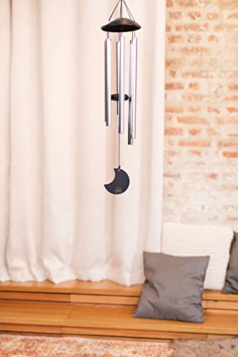 Moon Meditation Chimes for Relaxing Sound Healing, 2-YEAR WARRANTY - color: Silver, size: Medium, style: Set
