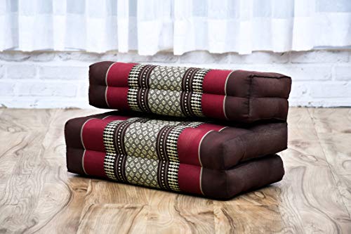 Leewadee Foldable Floor Mattress – 2 in 1 Floor Meditation Mat for Yoga and Relaxation, Seating Futon with Kapok - color: Sf19 - Red, Brown