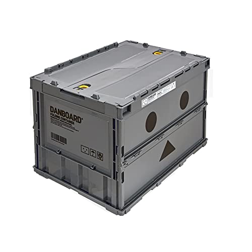 Trusco Nakayama Trusco Danbo Thin Folding Container, 11.8 gal (50 L), With Locking Lid, Gray TR-C50B-A-DNB-GY Storage Box - color: d)Gray, style: Locking lid included