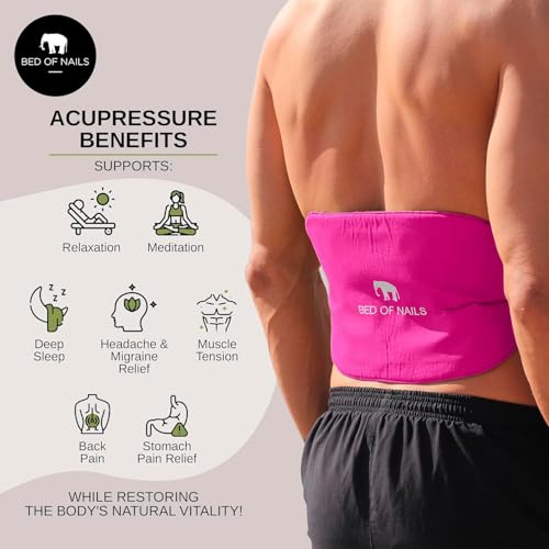 Bed of Nails Strap Original Bon Acupressure Design with 1848 Precision Nails, 15 x 8, Pink