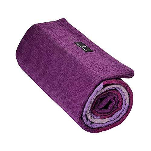 Hugger Mugger Cotton Yoga Rug - Absorbent, Grippy Tight Weave, Ashtanga and Hot Yoga Rug, Helps with Slippery Hands and Feet - color: Lavender Fields