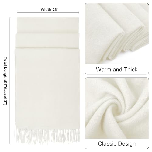 Winter Scarf for Women Pashmina Shawls and Wraps for Evening Dresses Wedding Party Bridesmaid Warm Long Scarves Shawl - color: A-white
