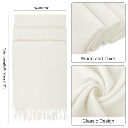 Winter Scarf for Women Pashmina Shawls and Wraps for Evening Dresses Wedding Party Bridesmaid Warm Long Scarves Shawl - color: A-white