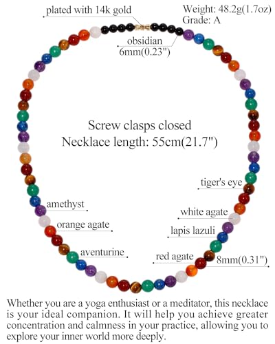7 Chakra Beaded Necklace Protection and Spiritual Crystals and Healing Stones Necklaces for Women Balance Meditation Anti Anxiety Jewelry Gifts Unisex - style: Bohemian