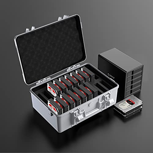 ORICO Hard Drive Case 3.5inch 20-Bay HDD/SSD Multi-Protection Storage Suitcase with Foam Hard Case Shockproof Anti-Static MoistureProof Carrying Box-PSC L20