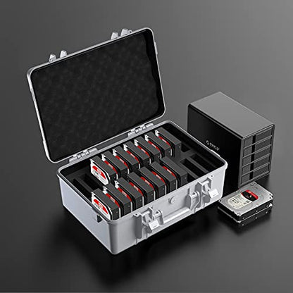 ORICO Hard Drive Case 3.5inch 20-Bay HDD/SSD Multi-Protection Storage Suitcase with Foam Hard Case Shockproof Anti-Static MoistureProof Carrying Box-PSC L20