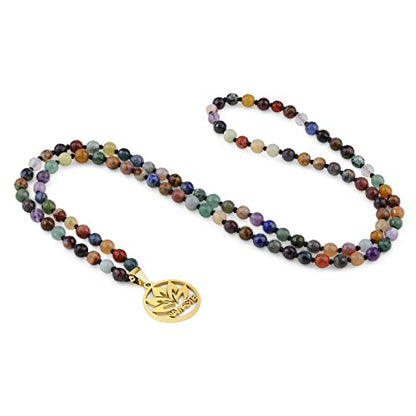 COAI 6mm Handmade Prayer Necklace 108 Mala Beads Stone Beaded Necklace