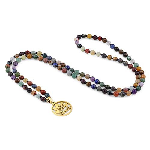 COAI 6mm Handmade Prayer Necklace 108 Mala Beads Stone Beaded Necklace
