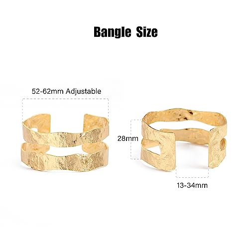 POTESSA 18K Gold Plated Cuff Bracelets Adjustable Dainty Bangle Handemade Jewelry for Women - style: Double-layer