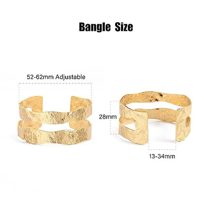 POTESSA 18K Gold Plated Cuff Bracelets Adjustable Dainty Bangle Handemade Jewelry for Women - style: Double-layer