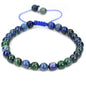 Angelstones Handmade Gemstone 6mm Round Beads Adjustable Braided Macrame Tassels Chakra Reiki Bracelets 7-9 inch Unisex - color: Lapis Chrysocolla