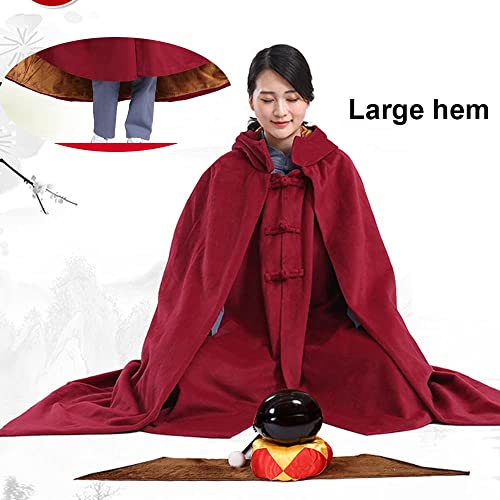 Meditation Hooded Cloak Buddhist ed Monk Outfit Winter Meditation Clothing Robe Unisex - color: B., size: Large