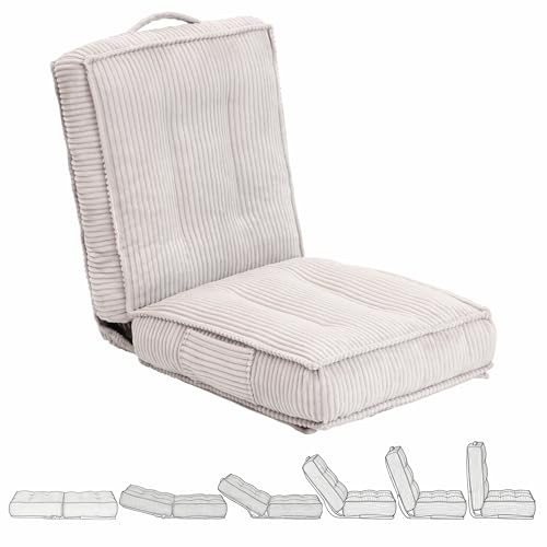 Adjustable Floor Chair with Back Support, 6-Position, Folding Japanese Meditation Tatami Chair, Comfy Gaming Chairs for Adults, Accent Reading Chairs, Living Room, Bedroom, Light Grey - color: Light Grey